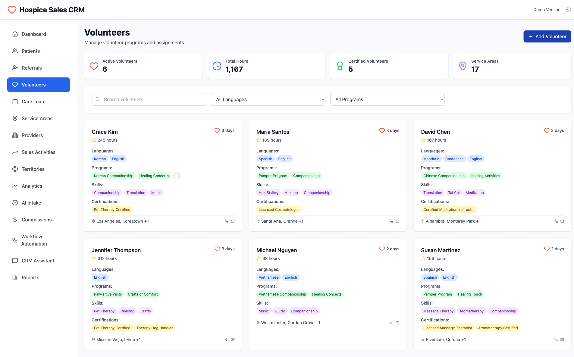Detailed Volunteer Overview and Assignment Management System