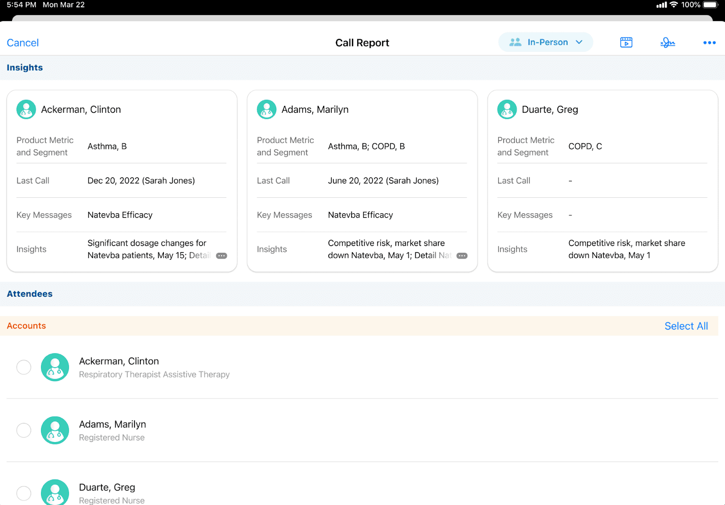 Call Report: Patient Insights, Attendee Details, and Accounts