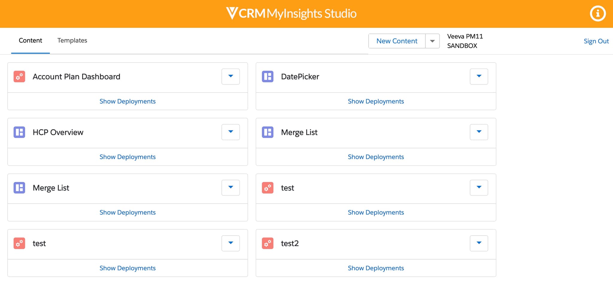 Veeva CRM MyInsights Studio Content and Templates Overview