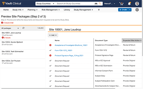 Vault Clinical: Previewing Site Packages for Document Management