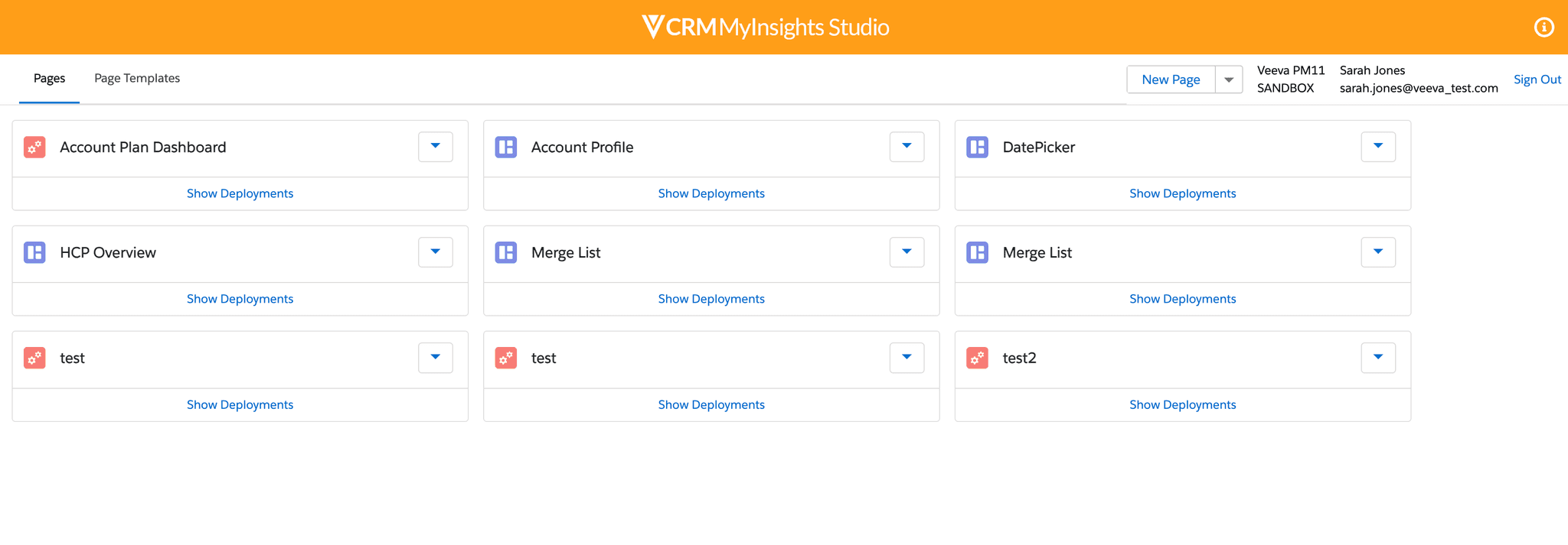 Veeva MyInsights Studio Interface