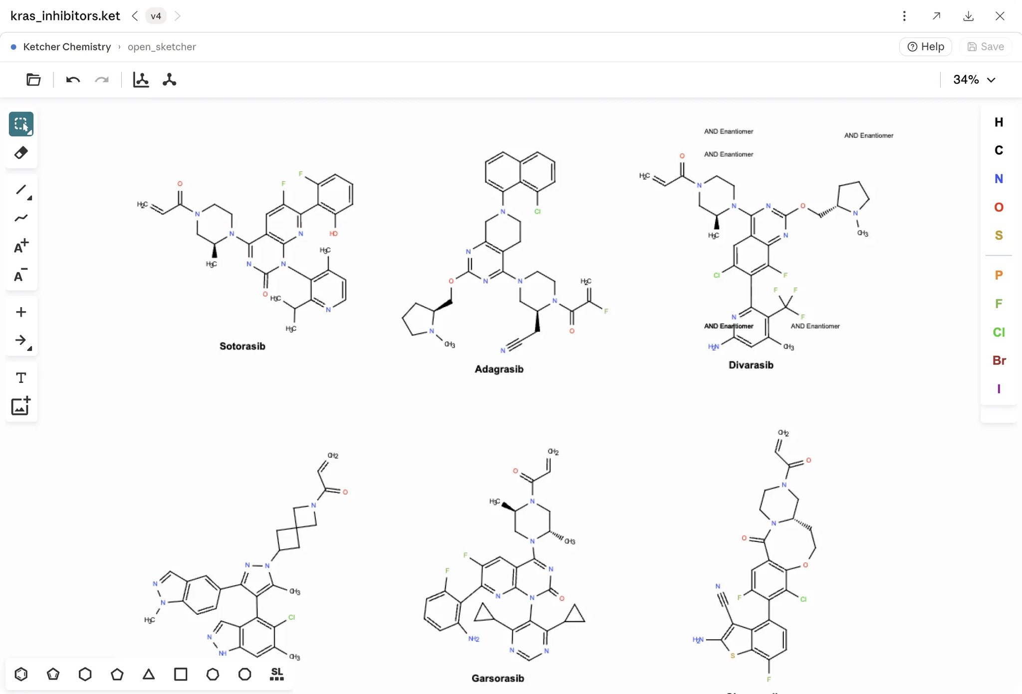 Claude Science cheminformatics session showing molecular structures, computed properties, and bioactivity search results