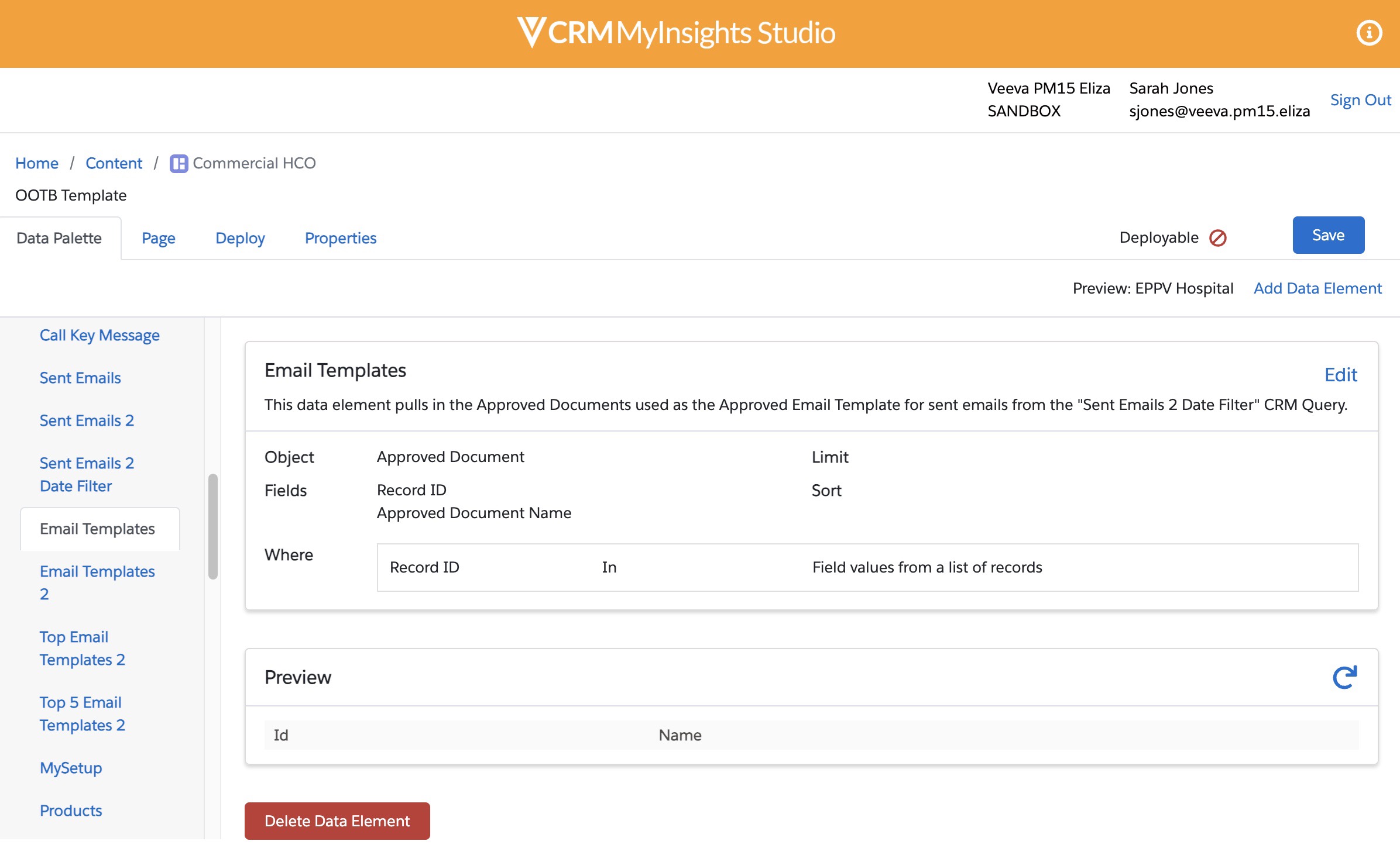 VCRM MyInsights Studio: Email Template Configuration and Preview ...